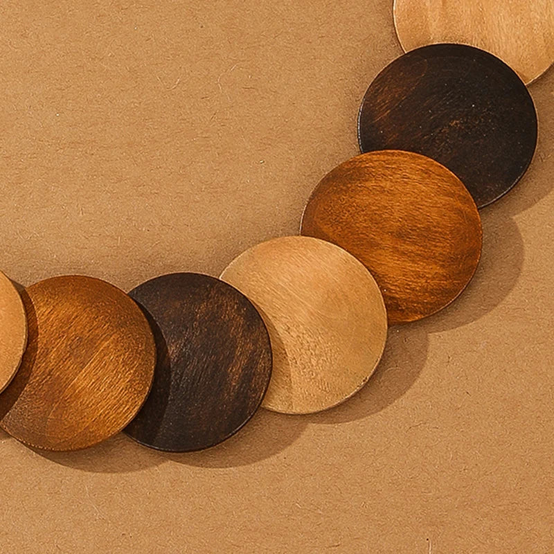1set Vintage Wood Necklace African Wedding Party Dress Wooden Beads Necklace Earring Jewelry Sets For Women Party Gifts