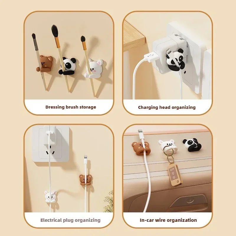 Desktop Cute Cable Organizers Holder Clip Desk Tidy Organiser SelfAdhesive Wall Mounted Cable Management Office Wire Cord Holder office supplement