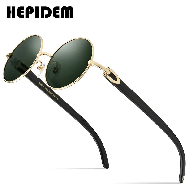 HEPIDEM High Quality Men Buffs Sunglasses Square Luxury Brand Design Diamond Sumptuous Sun Glasses Women Buffalo Horn Glasses