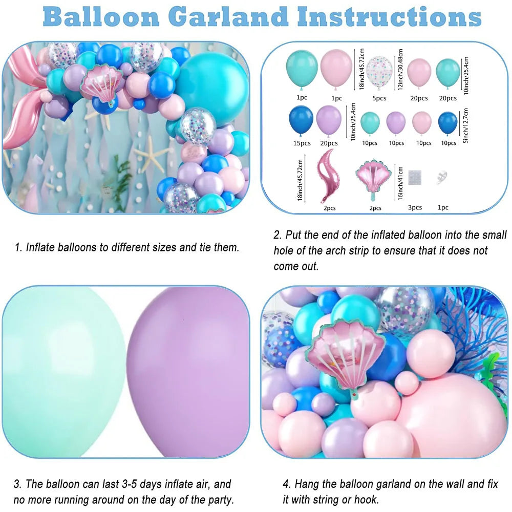 120pcs Ocean Themed Balloon Set, Blue Balloons and Marine Animals As Birthday Parties and Summer Outdoor Beach Decorations