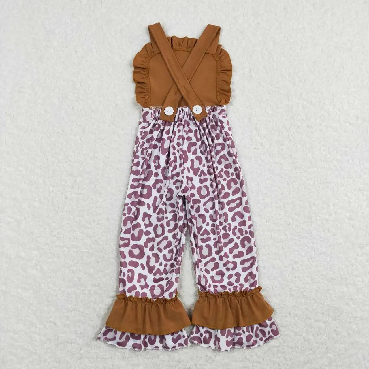 New Arrive Wholesale Toddler Baby Girl Clothes Sleeveless Leopard And Flower Print Suspender Kids Romper