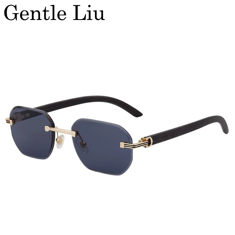 Vintage Square Rimless Sunglasses Men Luxury Brand Trendy Frameless Punk UV400 Eyewear Anti Blue Light Prescription Glasses