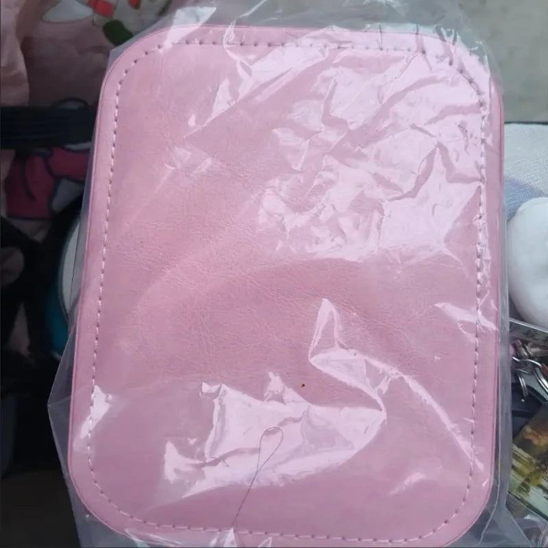 Pink LED Makeup Mirror with Jewelry Storage, 10X Magnification, Touch Control, USB Rechargeable, Compact Foldable Design