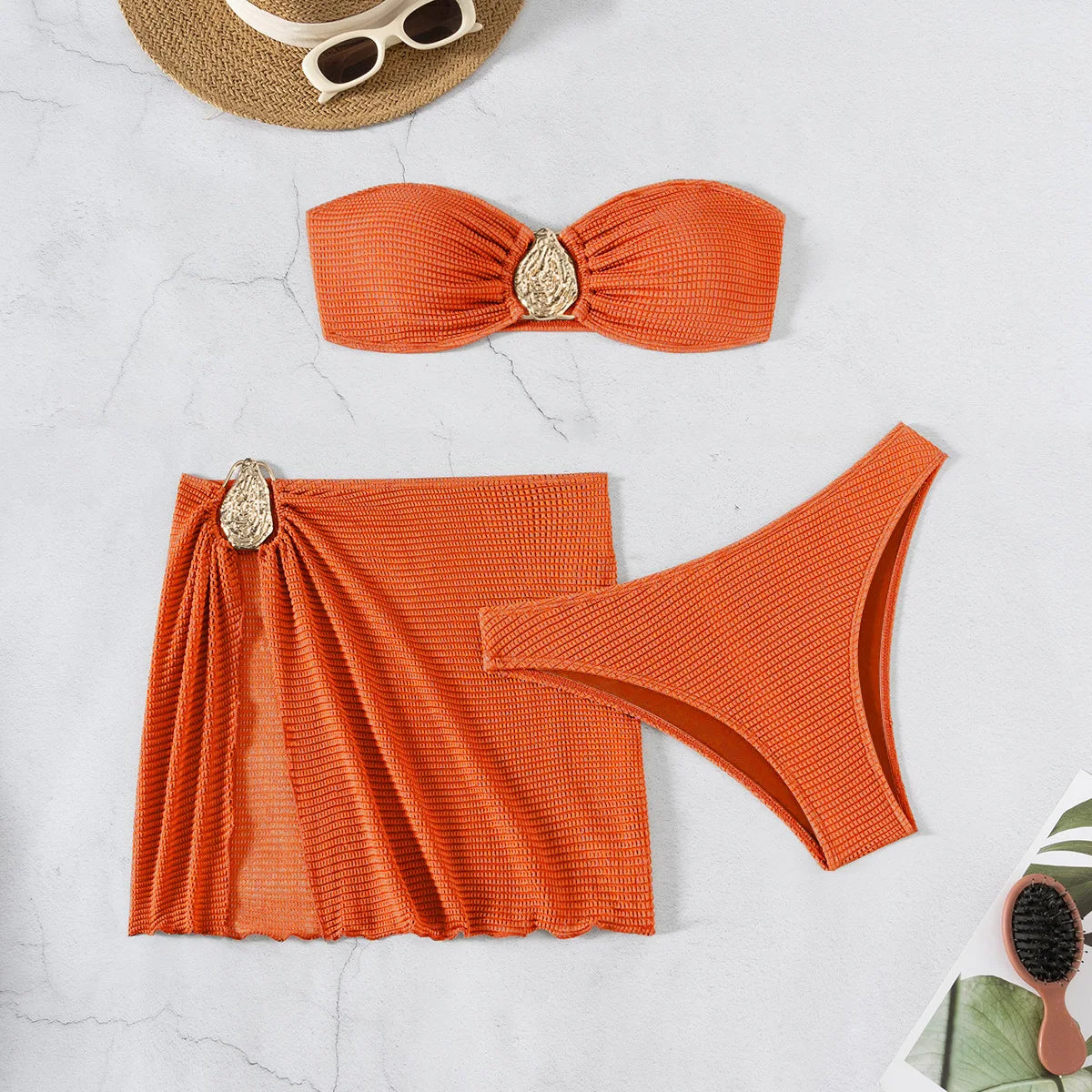 2025 New Bikini Baby Hot Spring Resort Beach Three Piece Split Swimsuit Skirt Bikini