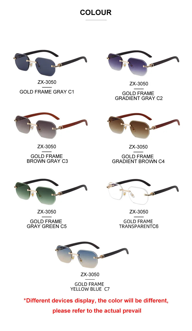 Vintage Square Rimless Sunglasses Men Luxury Brand Trendy Frameless Punk UV400 Eyewear Anti Blue Light Prescription Glasses