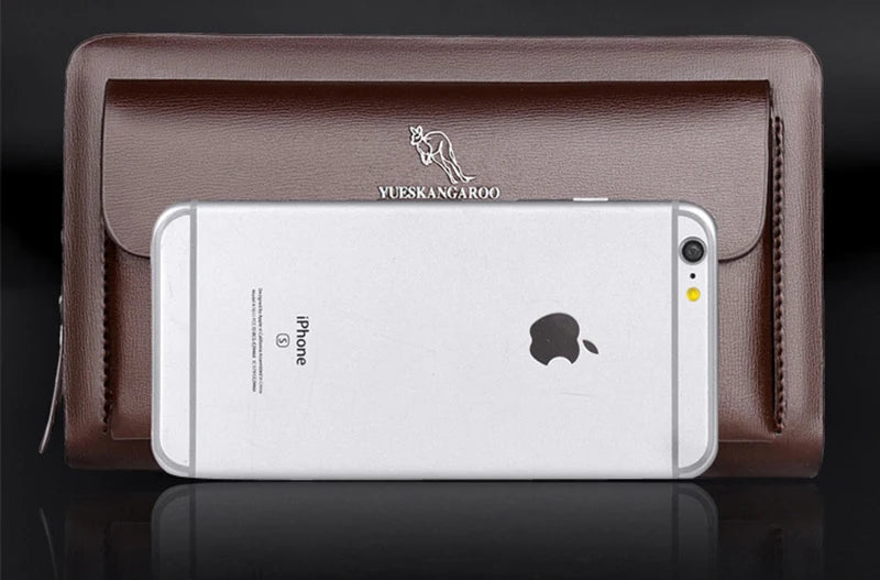 Men'S Clutch Bag PU Leather Zipper Wallet Passcard Fashion Luxury Handbag Square Holder Phone Pouch Hand Porter Bag Clutch Male