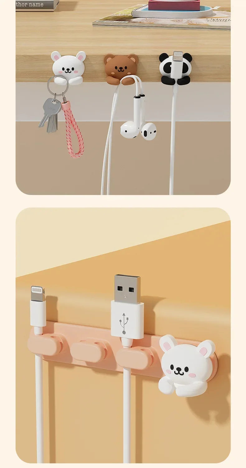 Desktop Cute Cable Organizers Holder Clip Desk Tidy Organiser SelfAdhesive Wall Mounted Cable Management Office Wire Cord Holder office supplement