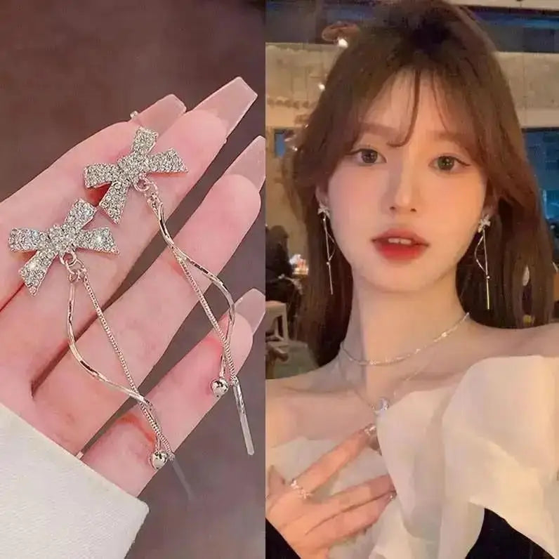 925 Silver Needle Korean Fashion Pearl Tassel Earrings For Women Jewelry Trending New Luxury Women's Zircon Pearl Earrings