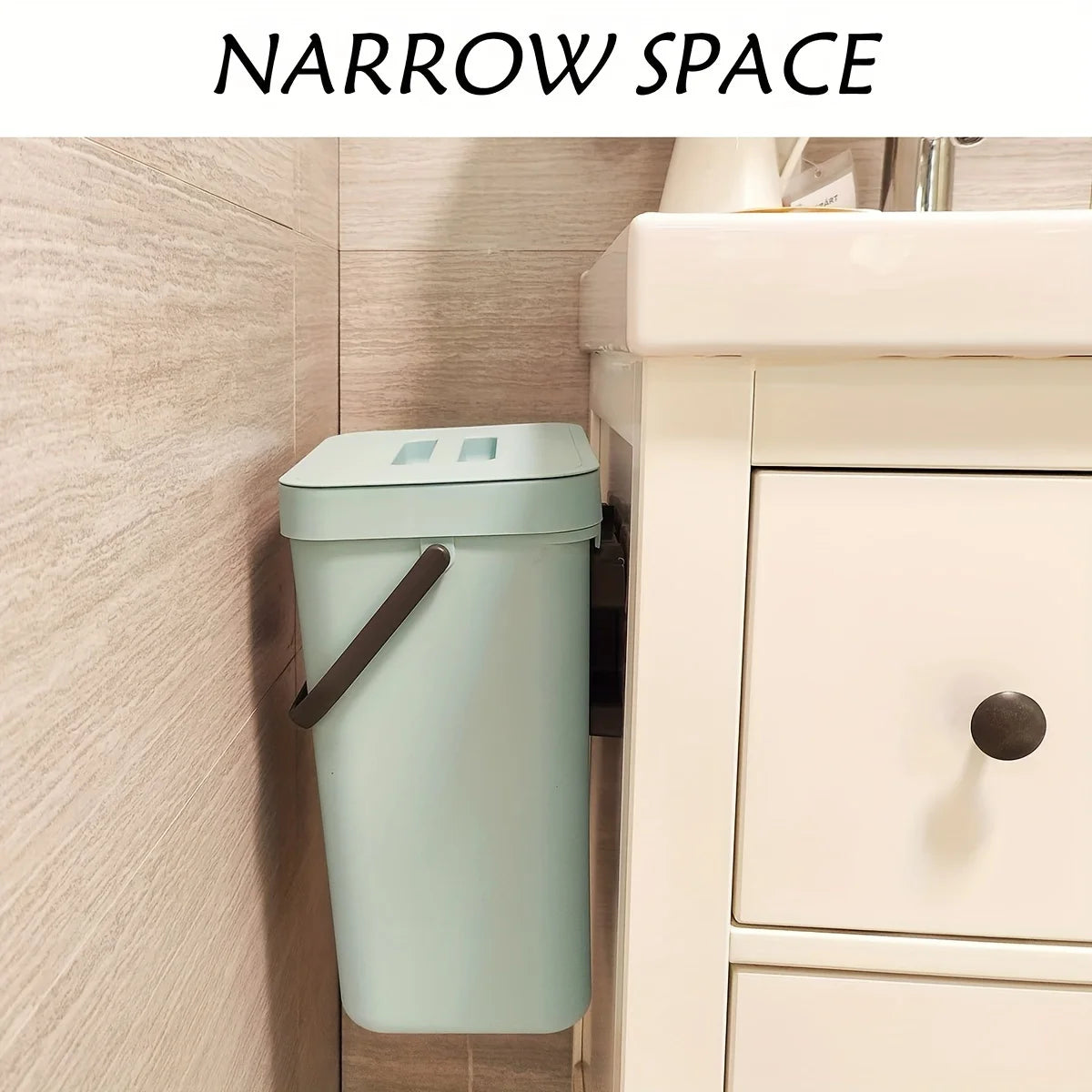 Space-Saving Quiet-Close Trash Can - 3/5L, Eco-Friendly Sealed Bin For Kitchen & Office, No Electricity Needed