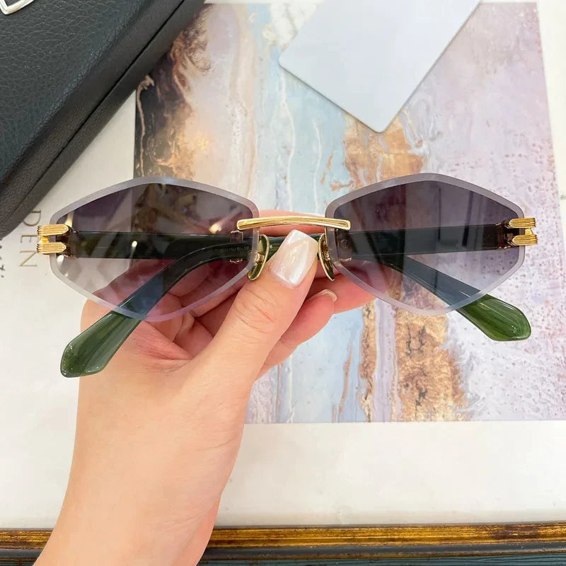 Special Designer Rimless Women's Sunglasses Polygon Luxury Alloy High Quality Brand Men Fashion New Arrival Classical UV400 Z106
