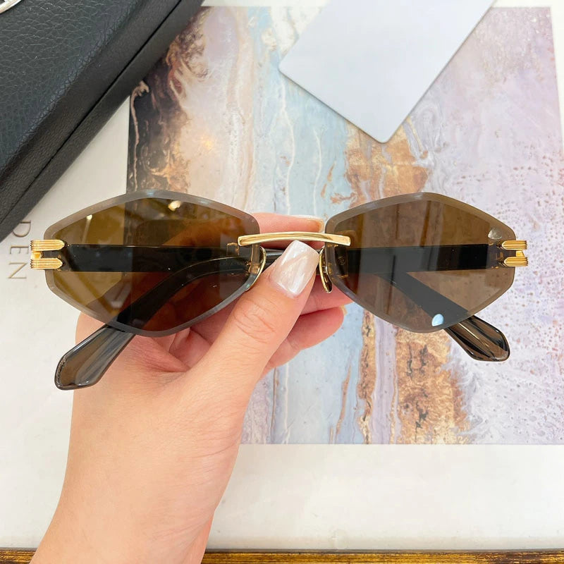 Special Designer Rimless Women's Sunglasses Polygon Luxury Alloy High Quality Brand Men Fashion New Arrival Classical UV400 Z106