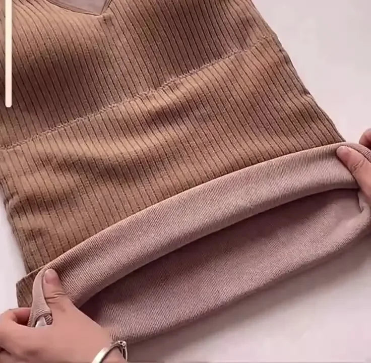 Winter Plush Thermal Vest For Women's V-neck Thermal Underwear seamless velvet warm vest women's new cashmere warm top