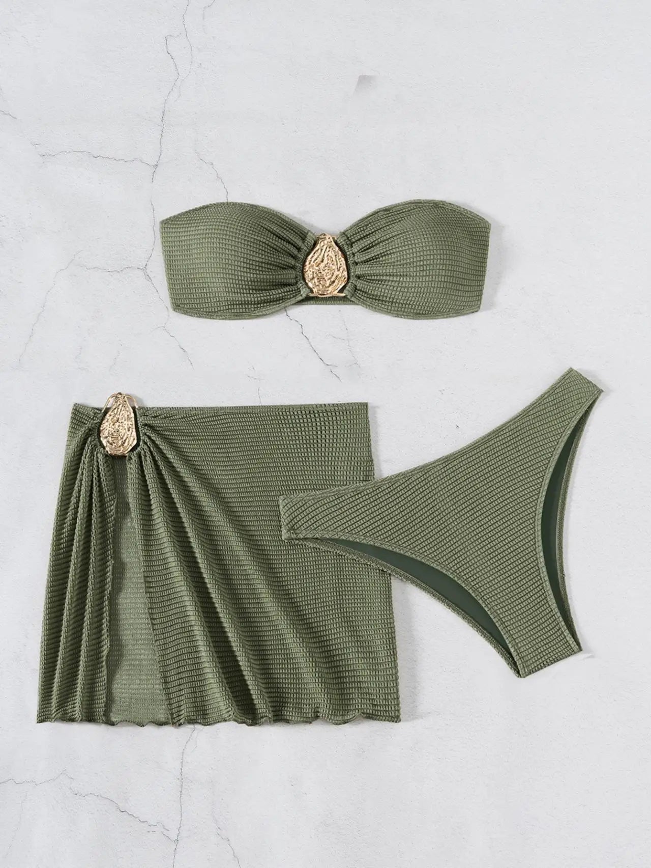 2025 New Bikini Baby Hot Spring Resort Beach Three Piece Split Swimsuit Skirt Bikini