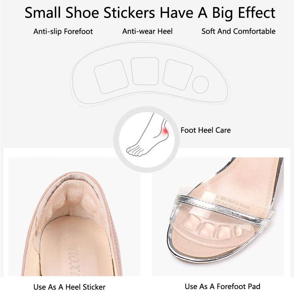 Soft Silicone Pads for Women's Shoes Anti-Slip Forefoot Insert Pad Heel Liner Gel Insoles for Heels Sandals Non-slip Foot