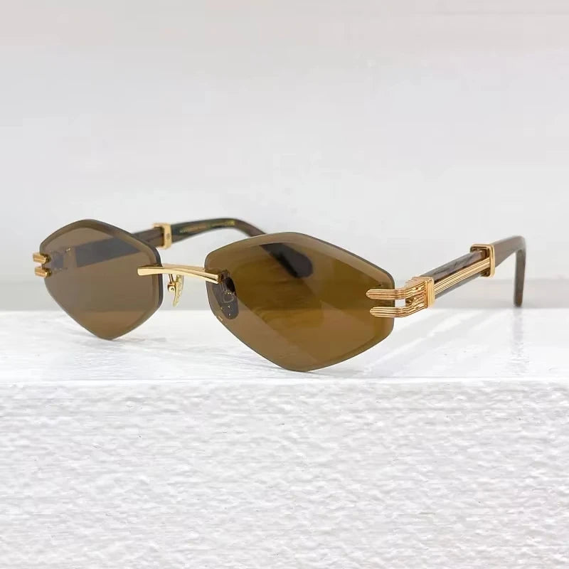 Special Designer Rimless Women's Sunglasses Polygon Luxury Alloy High Quality Brand Men Fashion New Arrival Classical UV400 Z106