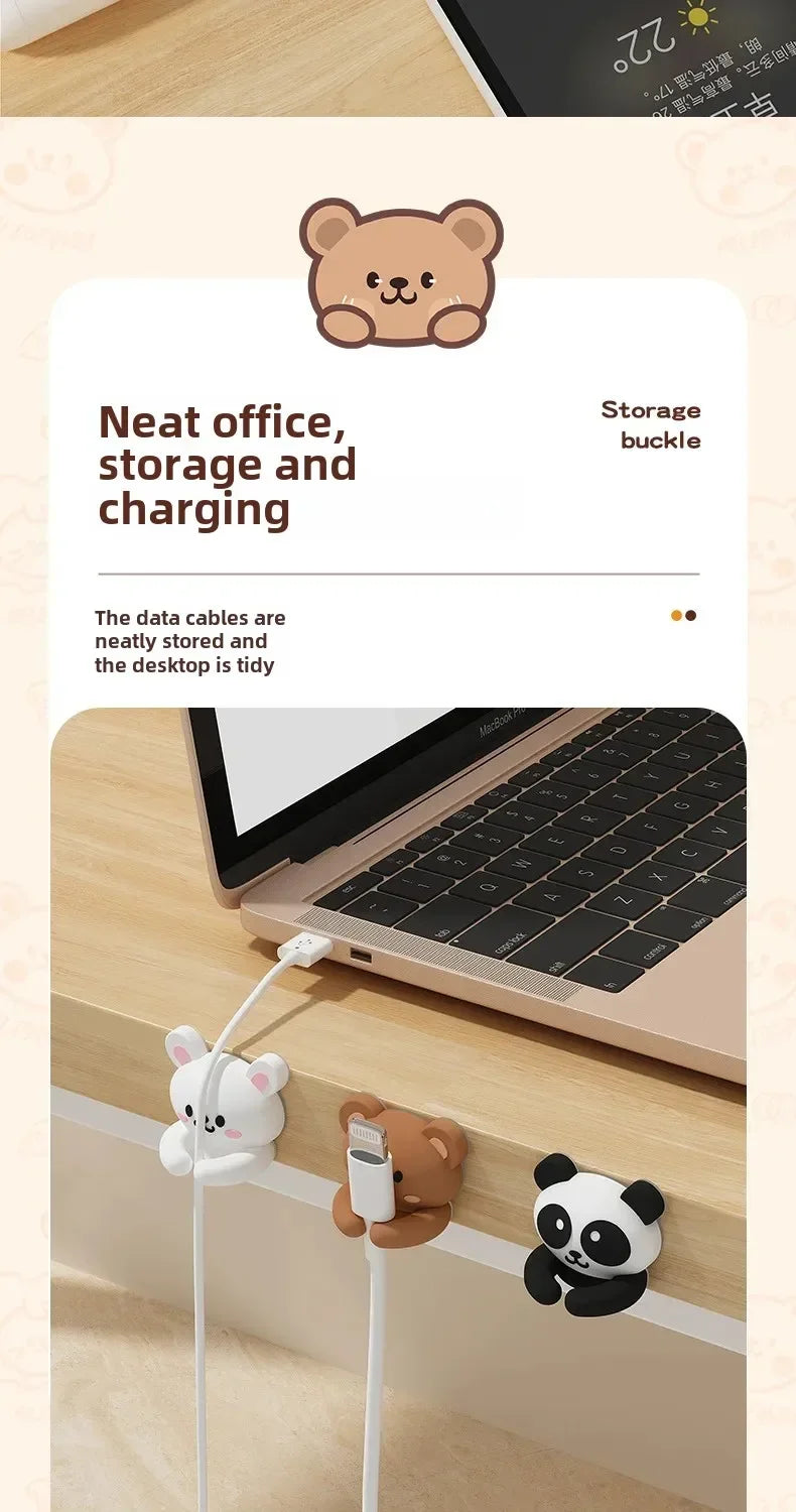Desktop Cute Cable Organizers Holder Clip Desk Tidy Organiser SelfAdhesive Wall Mounted Cable Management Office Wire Cord Holder office supplement