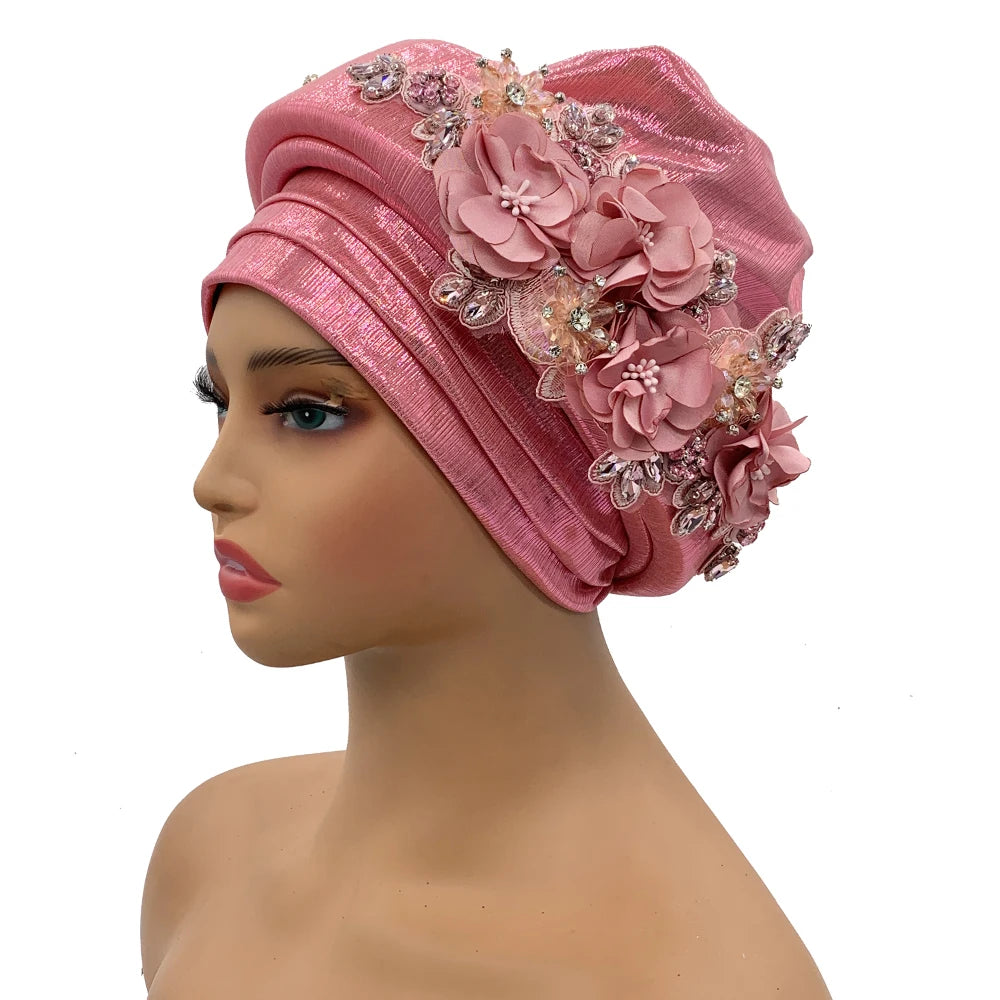 Exquisite Bouquet African Women's Turban Cap Ready to Wear Nigeria Auto Gele Headtie Female Fashion Head Wraps Turbante Mujer