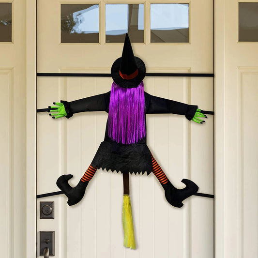Halloween Witch Crashing Into Tree Decoration 2025 - Animated Witch Doll for Outdoor Yard, Porch & Door Spooky Decor