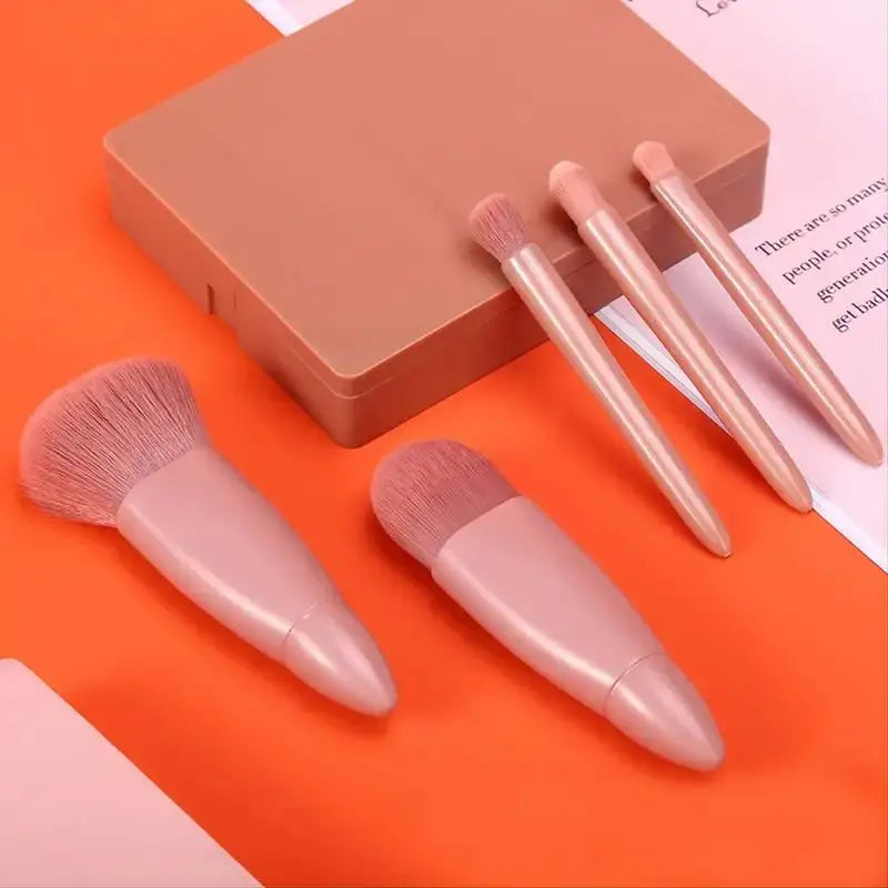 5pcs Travel Size Makeup Brushes tool Set Mini Makeup Brushes, Small Complete Function Cosmetic Brushes Kit With Case And Mirror Perfe