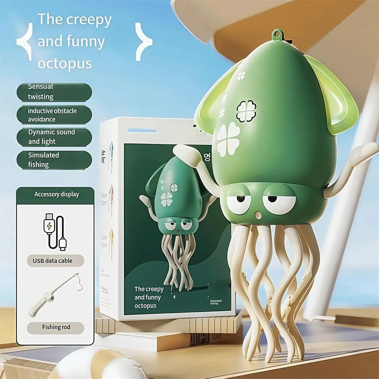 Electric Auto-Avoid Octopus with LED Lights Music Electric Crawling Octopus Toy Stress Relief Gift Octopus Interactive Robotics