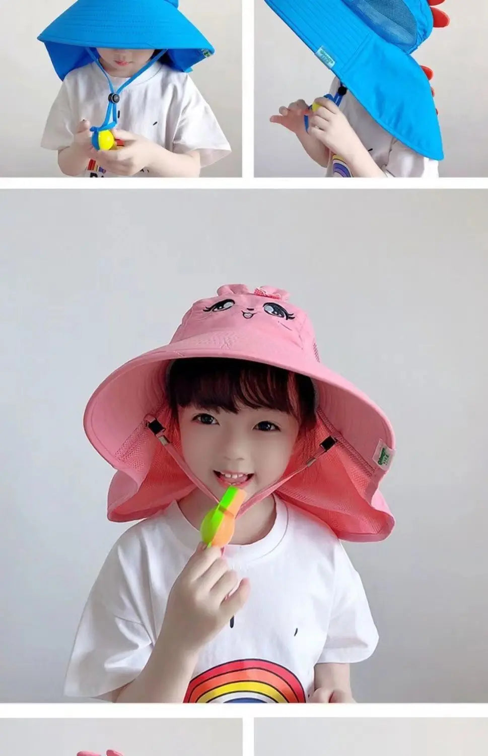 Kid Hat Summer Cap UV Protection Hats Beach Hats Large Brim Fisherman Hats