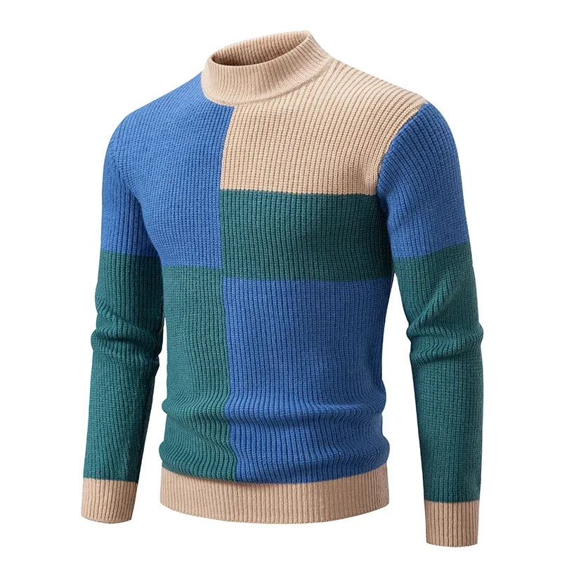 Sweatwear New Men's Autumn and Winter Casual Warm Neck Sweater Knit Pullover Tops  Man Clothes