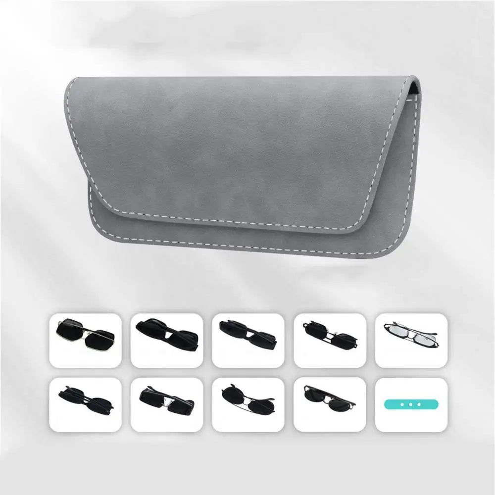 Car Sunglasses Box Magnetic Glasses Storage Holder Car Sun Visor Organizer Leather Sunshade Storage Bag Car Accessories