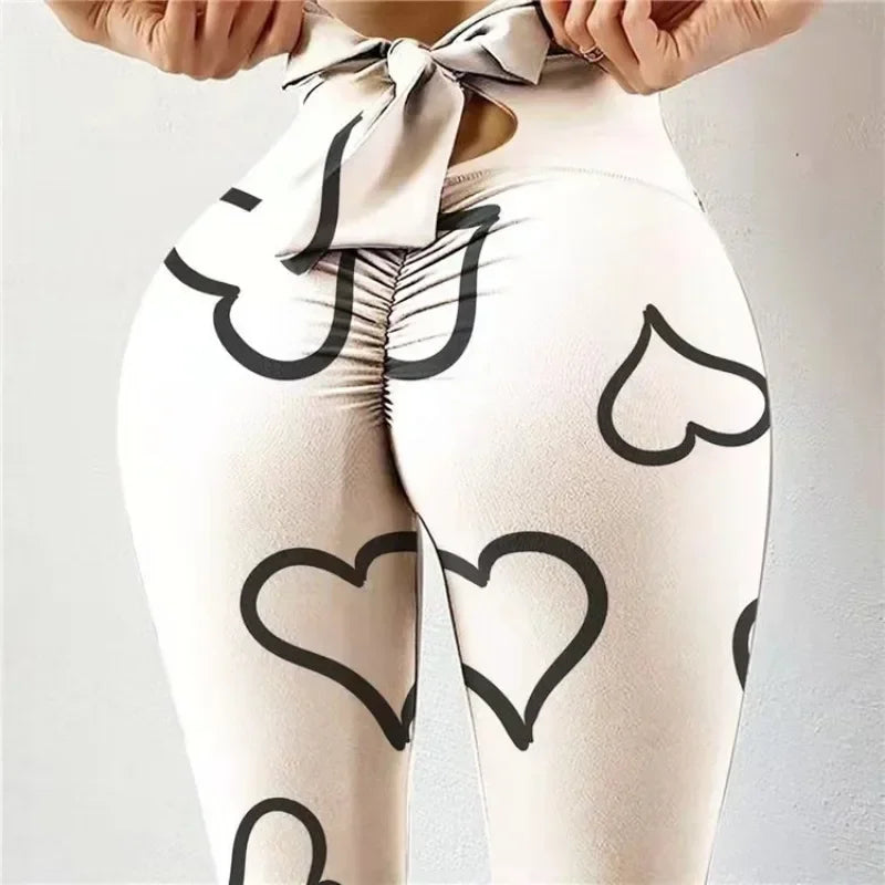 High Waist Butterfly Printed Leggings Bowknot Yoga Pants Bow Bandage Tights Women Butt Lift Exercise Fitness Yoga Legging