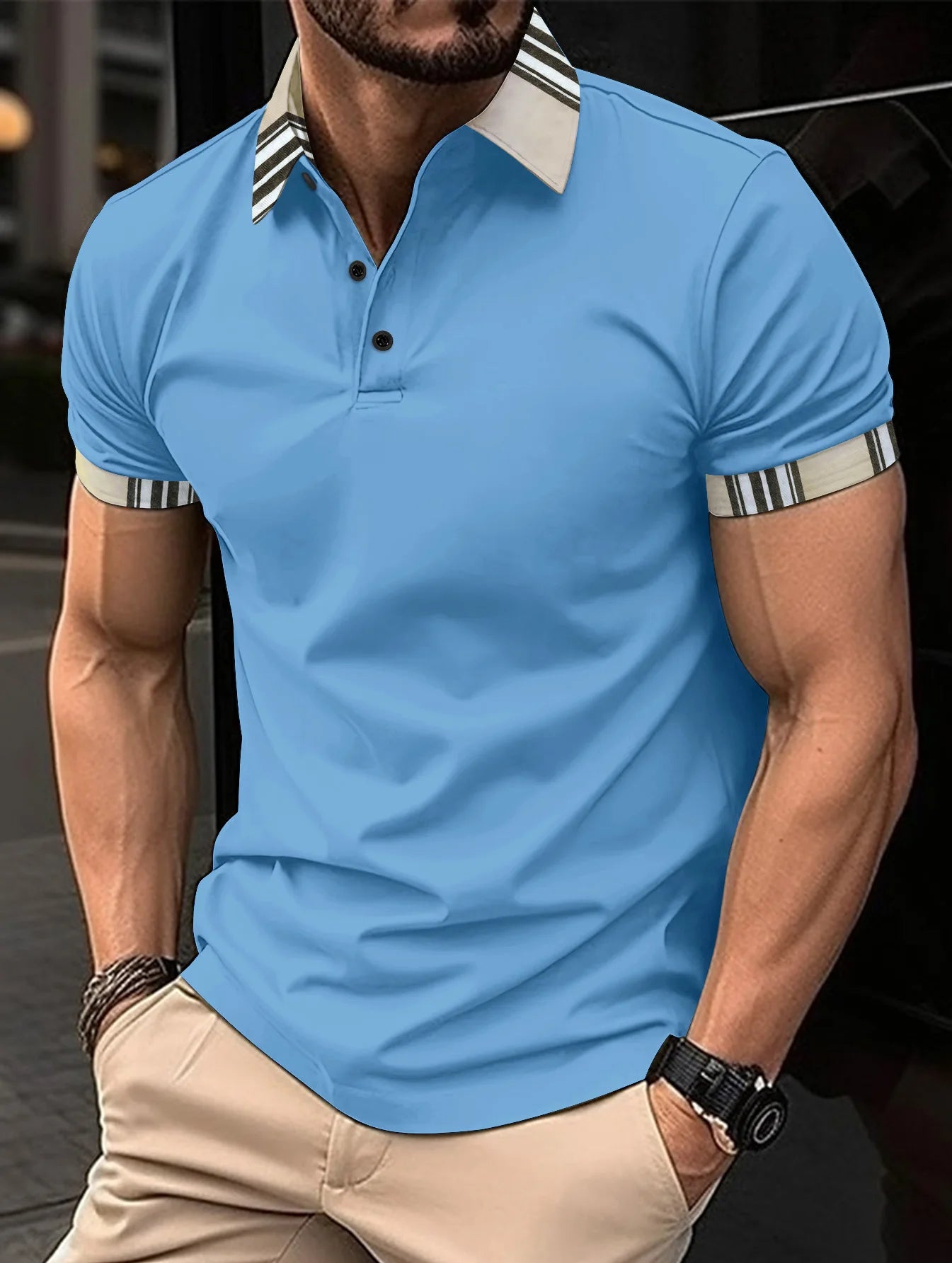 2023 Summer New Men's Casual Short-Sleeved Polo Shirt Trip Fashion Lapel T-Shirt Men's Breathable Polo Shirt Men's Clothing