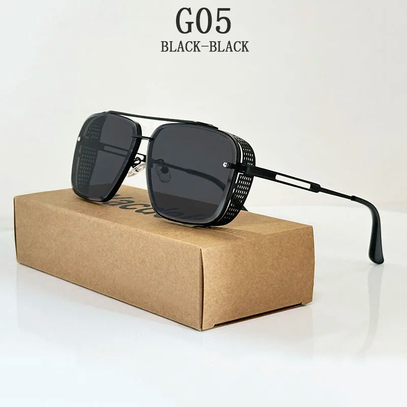 2025 Steampunk Sunglasses For Men Retro Square Punk Sunglasses Women Trendy Luxury Fashion Glasses Gafas De Sol Hombre Zonnebril
