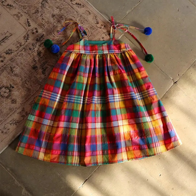 Girl's Dress Sweet Style Fashion Checkered Ball Dress Princess Dress