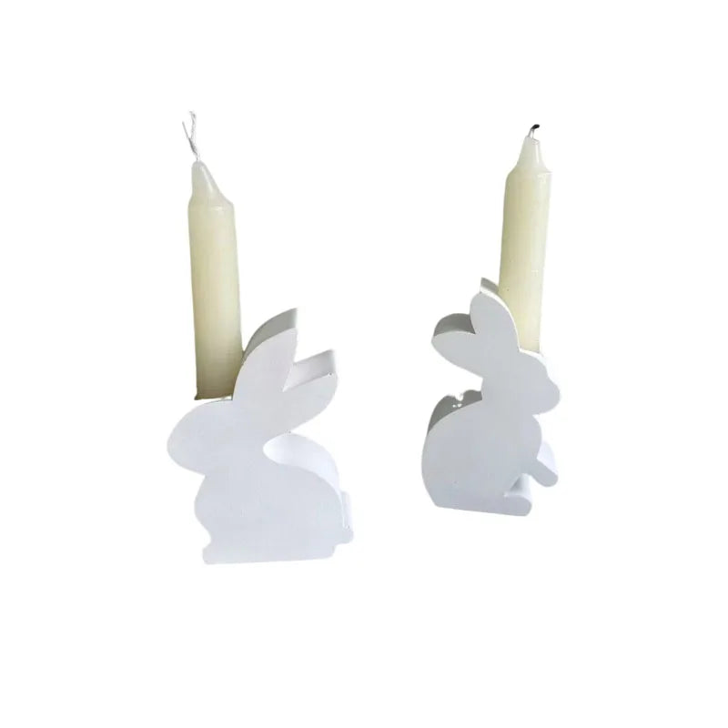 Easter Bunny Candle Holder Mold DIY Candlestick Cement Gypsum Silicone Mold Epoxy Resin Ornaments Mold Home Decoration Crafts