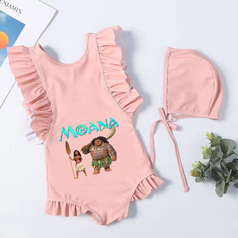 Moana Cartoon Toddler Baby Swimsuit One Piece Children Swimwear Kids Girl Bathing Suit Swim Shirts for Surfing Beach Wear Outfit