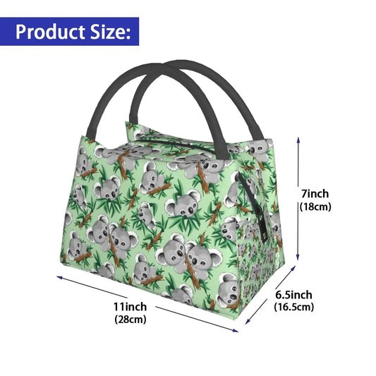 Cute Koala Lunch Bag Animals Fun Lunch Box Picnic Portable Zipper Tote Food Bags Graphic Cooler Bag