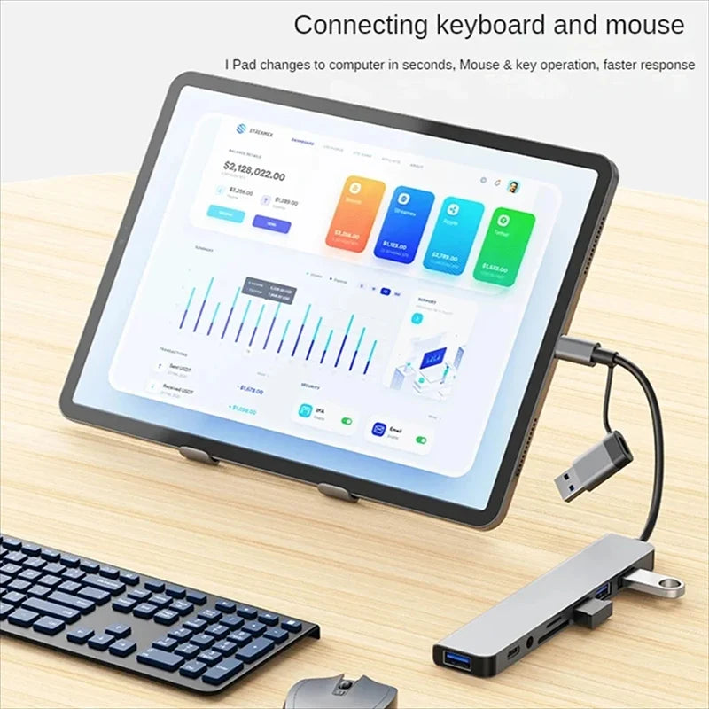 USB C Hub USB Splitter 8 in 1 USB Extender with 4 USB Port 1 USBC Port TF/SD Card Reader Audio Output Compatible for MacBook