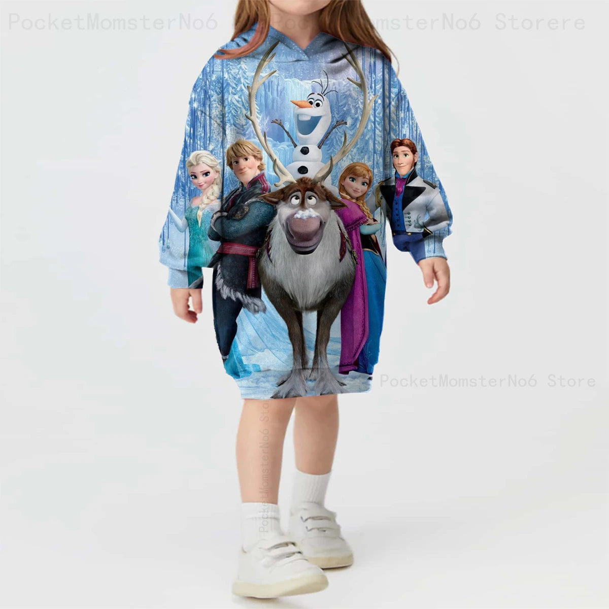 Girls Clothes Disney Frozen Hoodie Sweatshirt Printed Sweatshirt Kids Play Costume Loose Cartoon Girls Tops