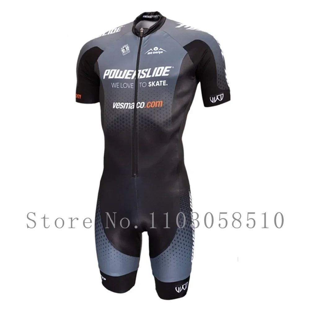 Powerslide inline skinsuit team areo speedsuit summer men cycling clothing skate suits ciclismo pro racing apparel short sleeves