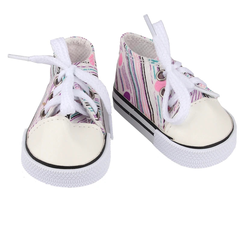 Canvas Cloth 7cm Shoes For 18 Inch American And 43cm New Born Baby Doll Shoes Clothes Accessories For Our generation Girl Dolls
