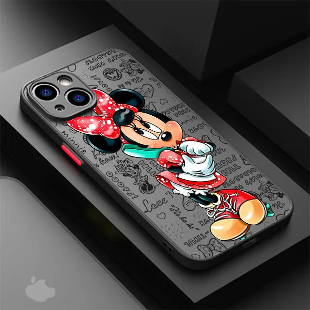 Disney Mickey Minnie Love Phone Case for Apple iPhone 15 16 Pro Max 13 14 Plus 12 Mini 11 Pro XR 8 SE 7 6S XS MAX Matte Cover