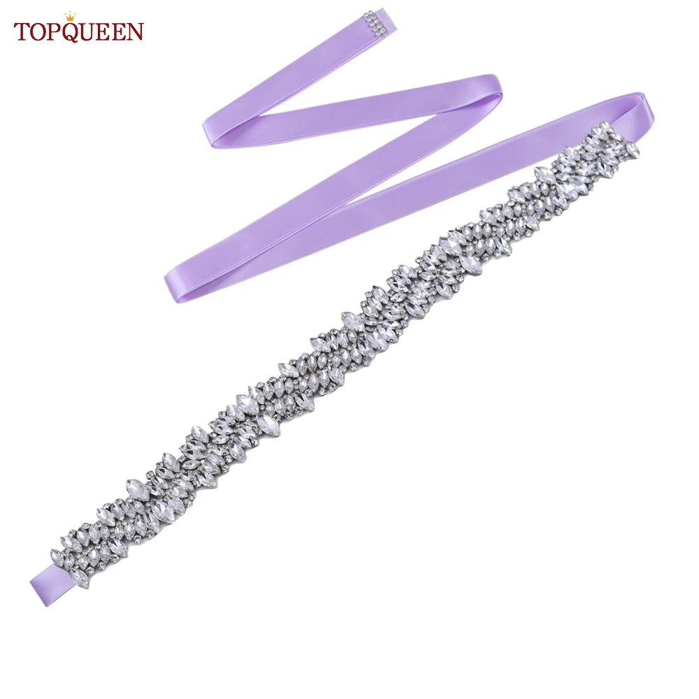 TOPQUEEN S81 Woman Bridal Wedding Decorative Belt for Party Evening Dress Accessories Female Fashion Belts Silver Rhinestones