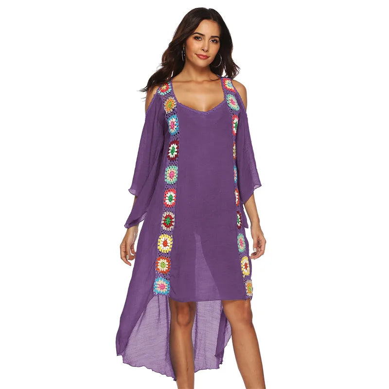 Big Size Beach Cover Up Crochet Maxi Dress Swimwear Robe Cover-ups For Women Ups White Pareo Suit Swim Wear xxl Beachwear 2022