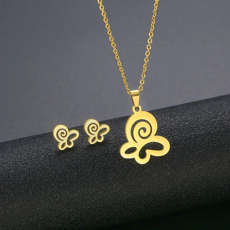 10 PiecesHip Hop Personalized Accessories Stainless Steel Necklace Fashion Jewelry Set for Women Smooth Geometric Design