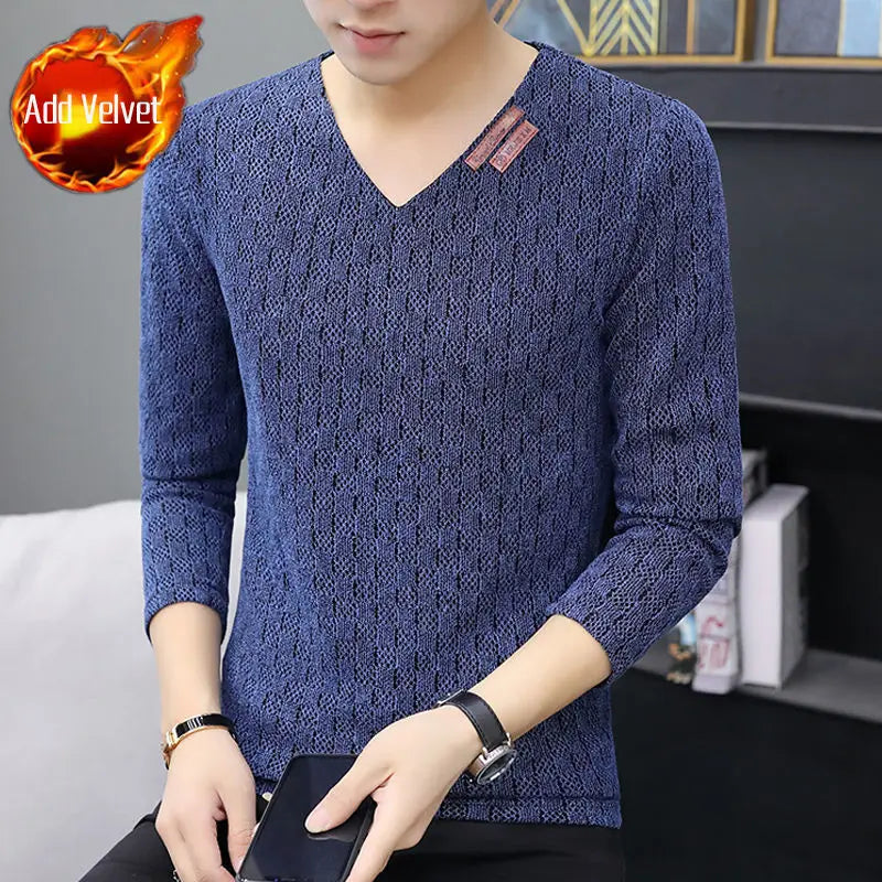 Knit Sweater Male No Hoodie Men's Clothing Red Pullovers Icon V Neck Sale Classic Street Elegant Pull Oversize Korean Fashion A