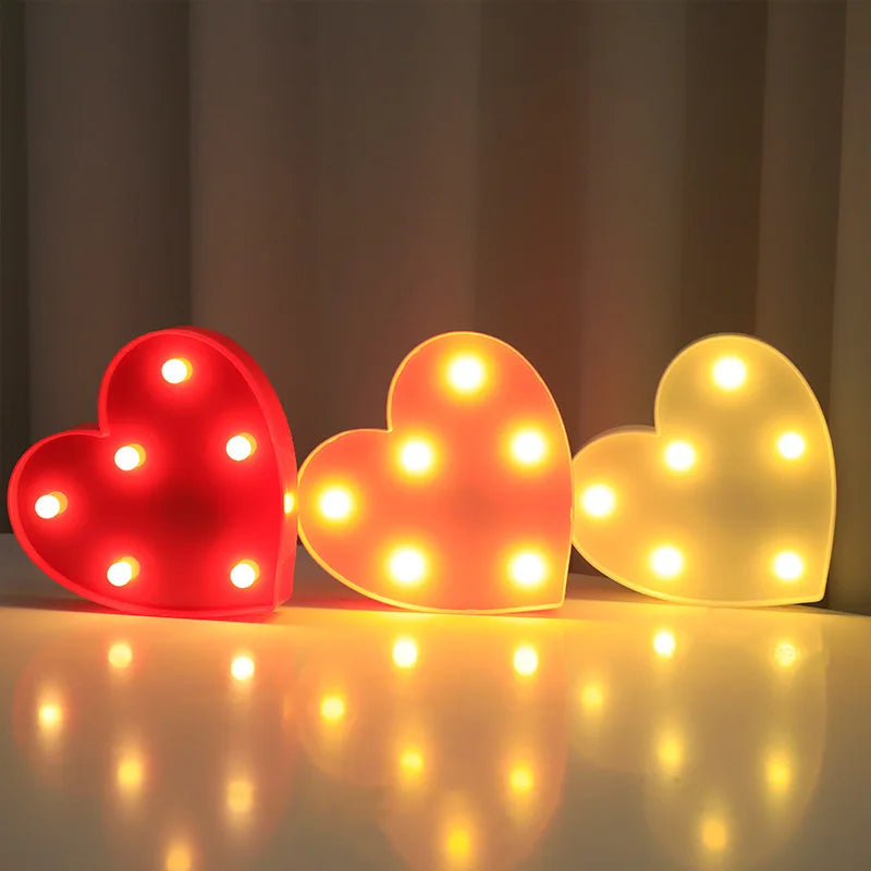 مصباح LED على شكل قلب الحب لحفلات الزفاف والرومانسية باللون الأحمر والوردي وإضاءة ليلية وزينة عيد الميلاد والكريسماس وديكور المنزل وهدية عيد الحب 