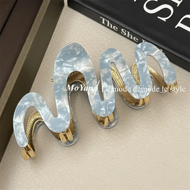 Han Acetate Metal Wave Grip Female Back Head Updo Shark Clip Large Hair Clip High-Grade Sense Hair Clip Headdress