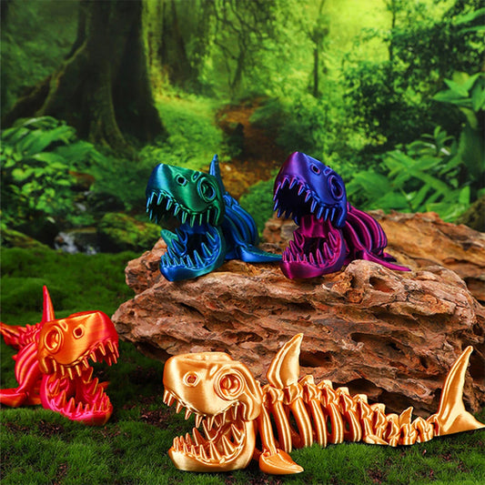 3D-gedrucktes Knochenhai-Modell, Spielzeug, Tierfiguren, mehrgelenkige Fischglas-Einstellung, dekoratives Schreibtisch-Ornament, originelle Geschenke für Kinder 