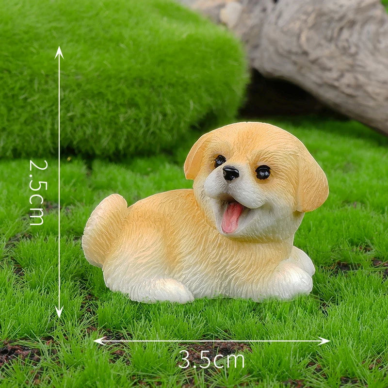 Resin Craft Miniature Figure Tiny For Garden Decortion Cute Small Dog Animal Ornament