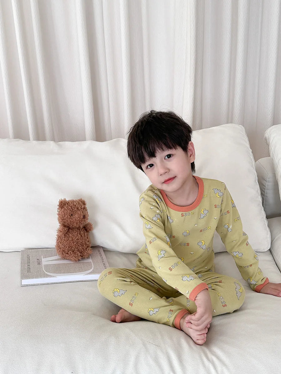 Children's Class A autumn and winter pajamas, boys and girls' wool stretcher home clothing, baby, small and large children's car