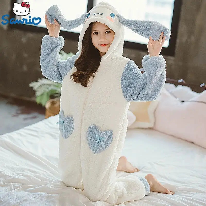 Sanrioed Plüsch Anime Cinnamoroll Winter Flanell Kinder Strampler Mädchen Jungen Kleinkind Overall Säuglingskleidung Pyjamas Kid Overalls Geschenk 