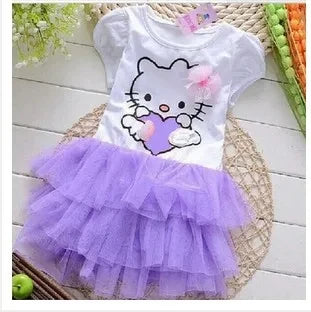 Hello Kitty Dress Cute Baby Girls Short Sleeved